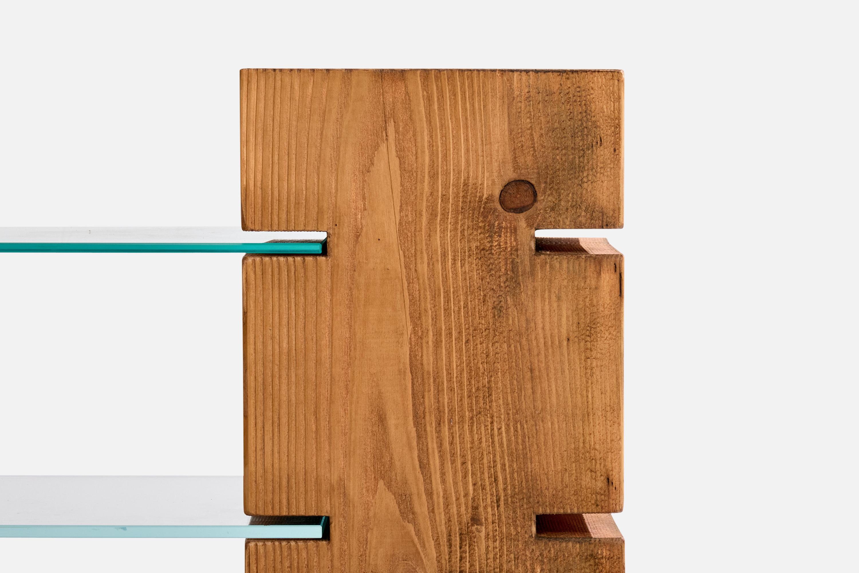 Italian Designer, Console Table, Pine, Glass, Italy, 1980s im Angebot 2