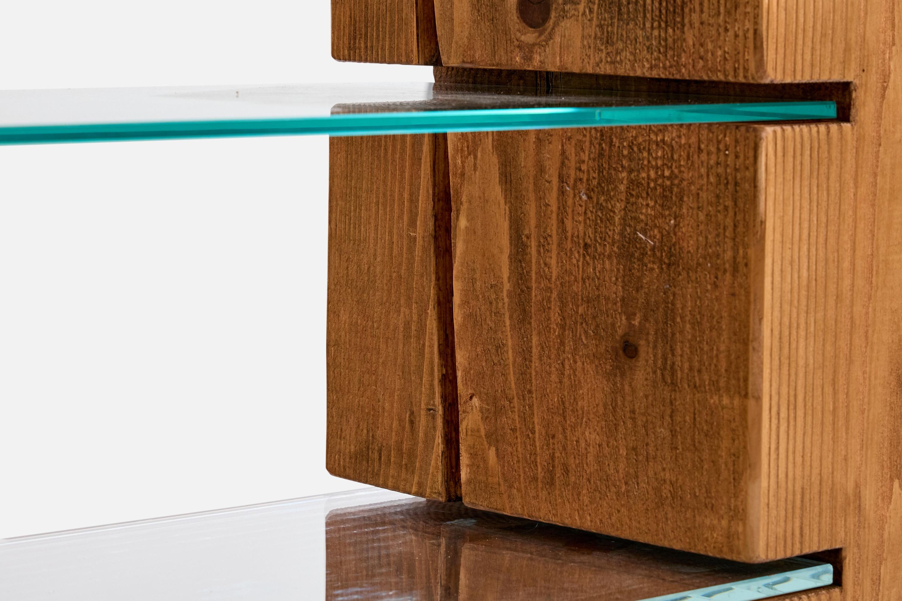 Italian Designer, Console Table, Pine, Glass, Italy, 1980s im Angebot 3