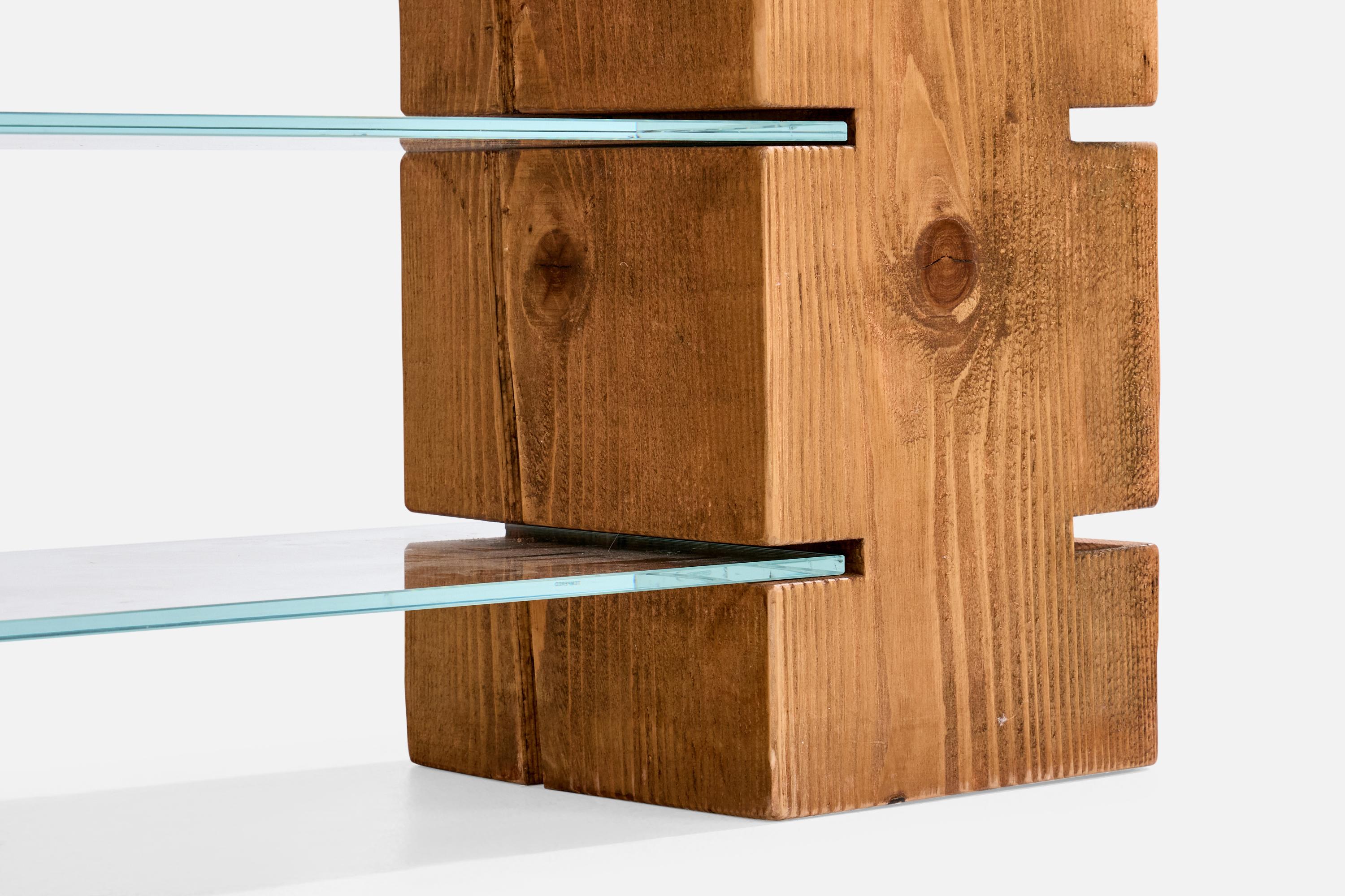 Italian Designer, Console Table, Pine, Glass, Italy, 1980s im Angebot 4