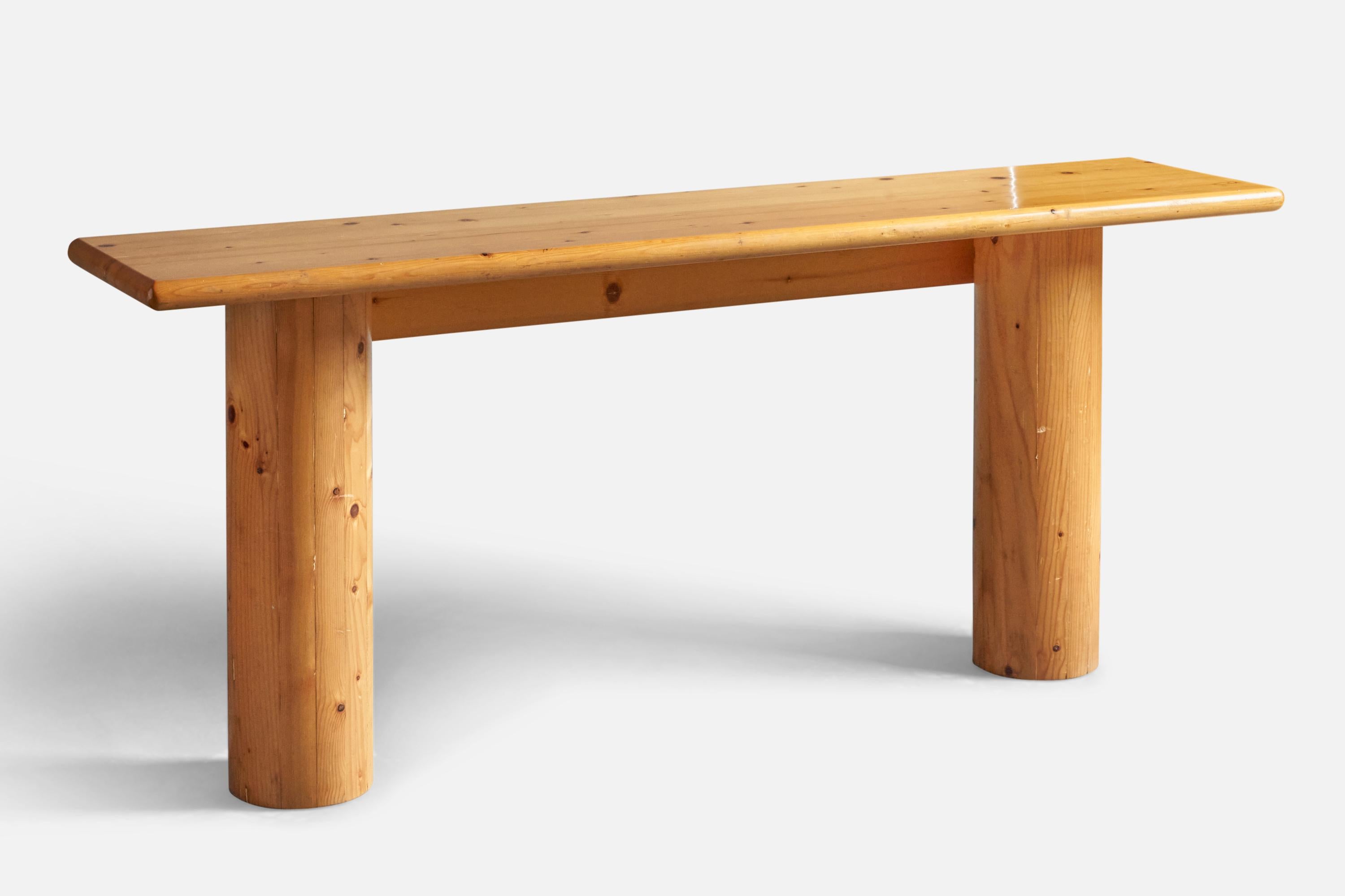 A solid Russian pine console table, designed and produced in Italy, 1970s.