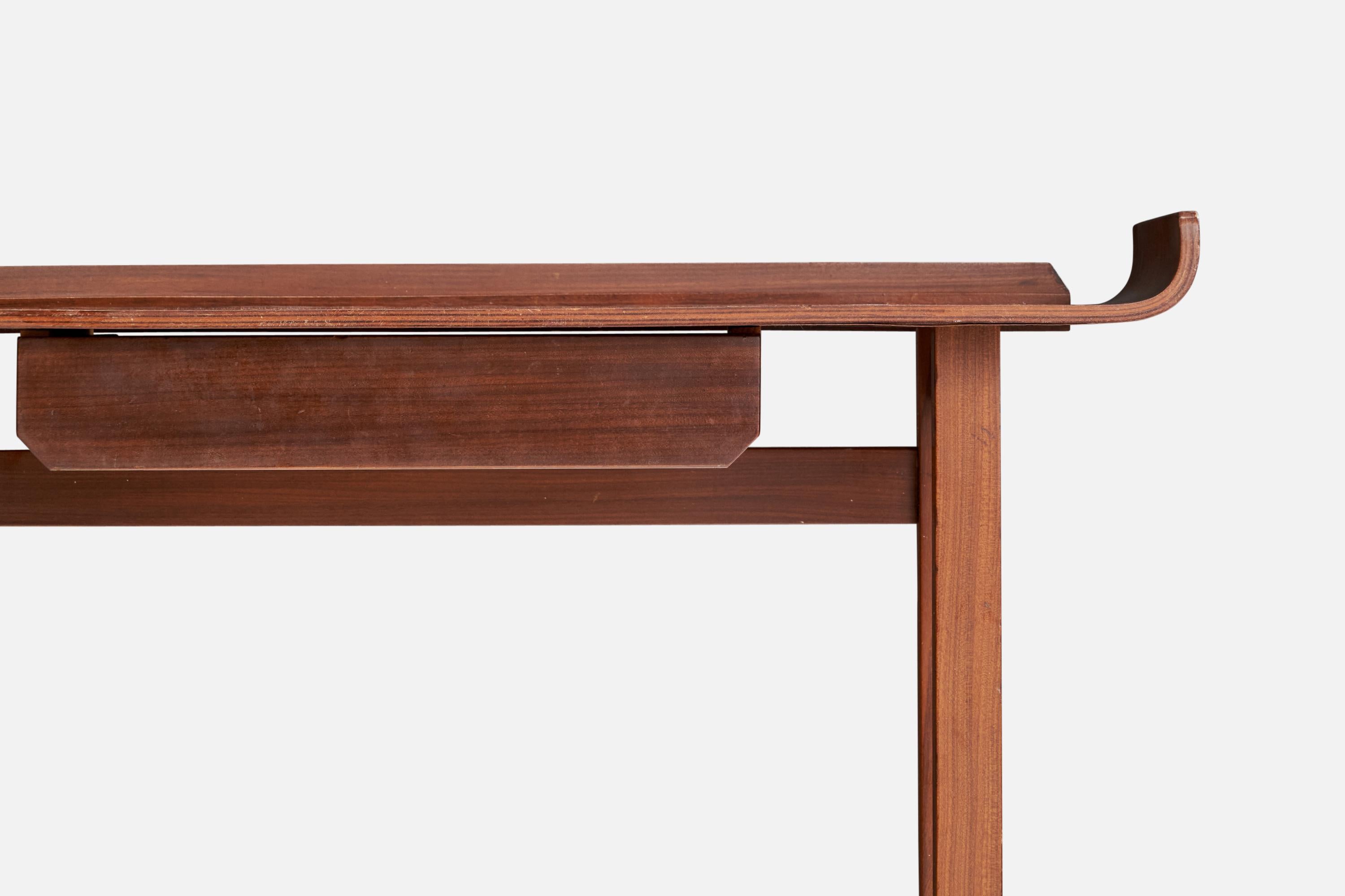 Metà XX secolo Tavolo consolle di design italiano, Teak, Italia, anni '50 in vendita