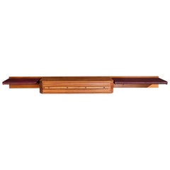 Diseñador italiano, Mesa consola, Nogal, Vinilo, Italia, Años 50