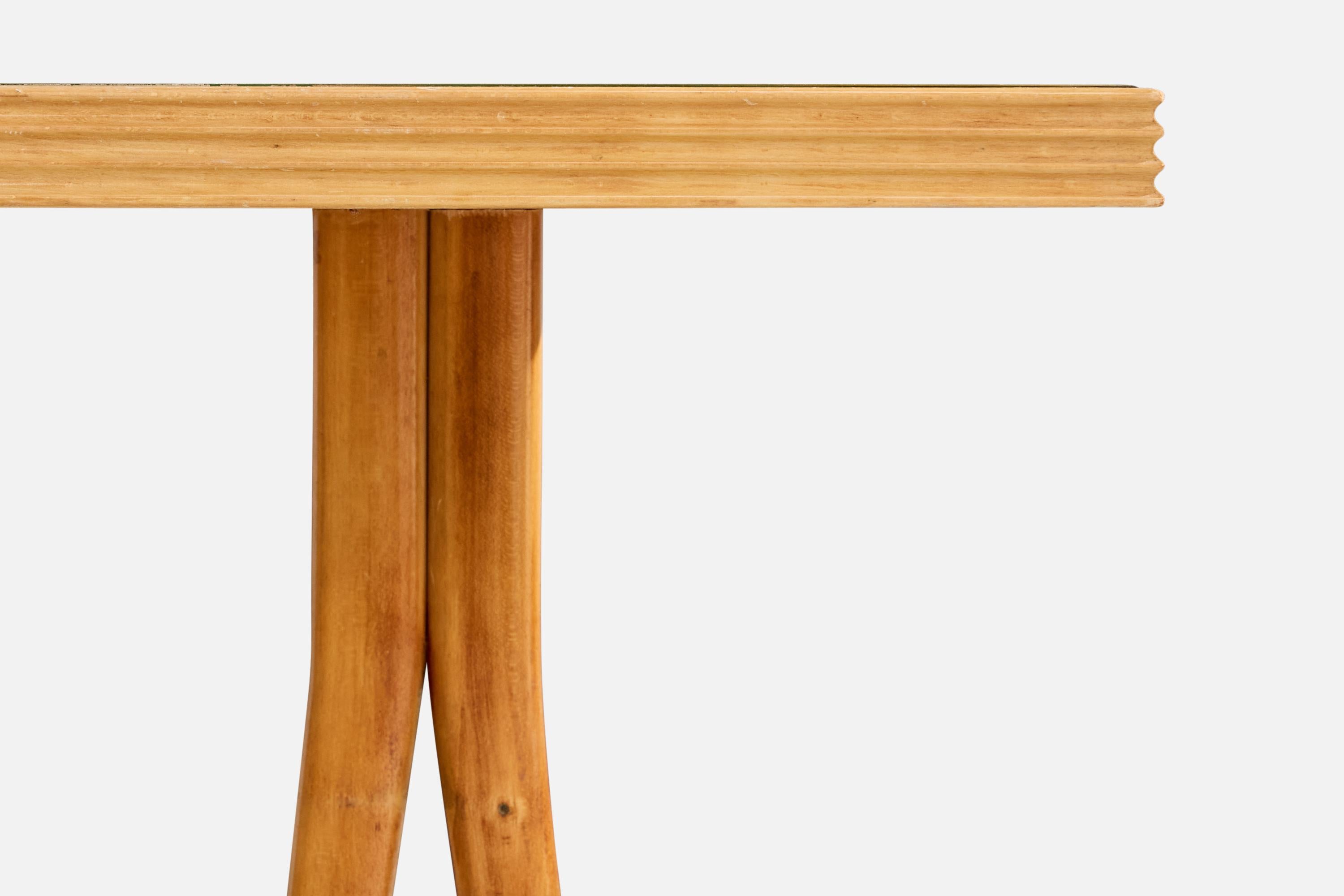 Diseñador italiano, Mesa consola, Madera, Latón, Cristal, Italia, Años 50 en venta 3