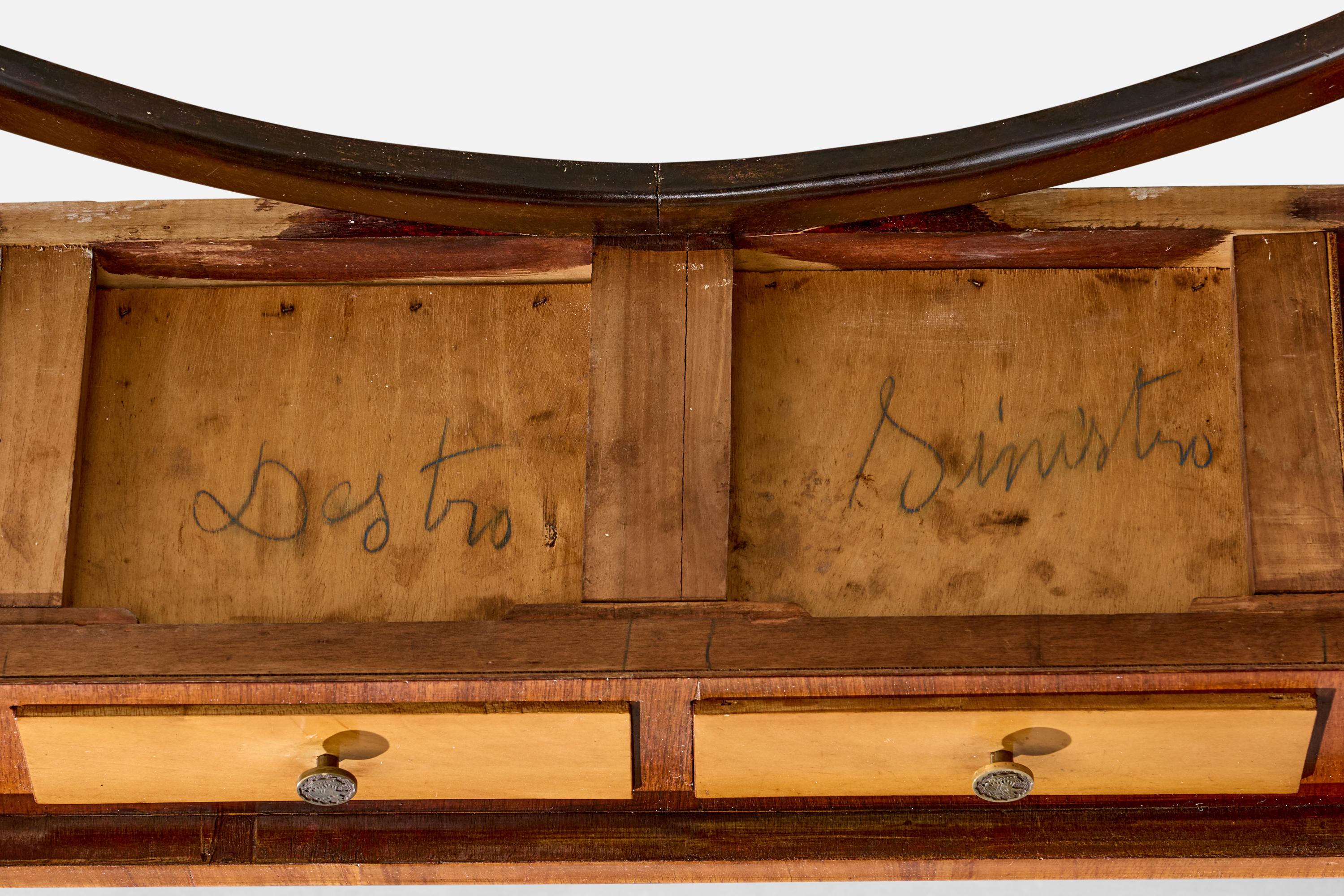 Tavolo consolle di design italiano, Wood, Ottone, Italia, anni '50 in vendita 5