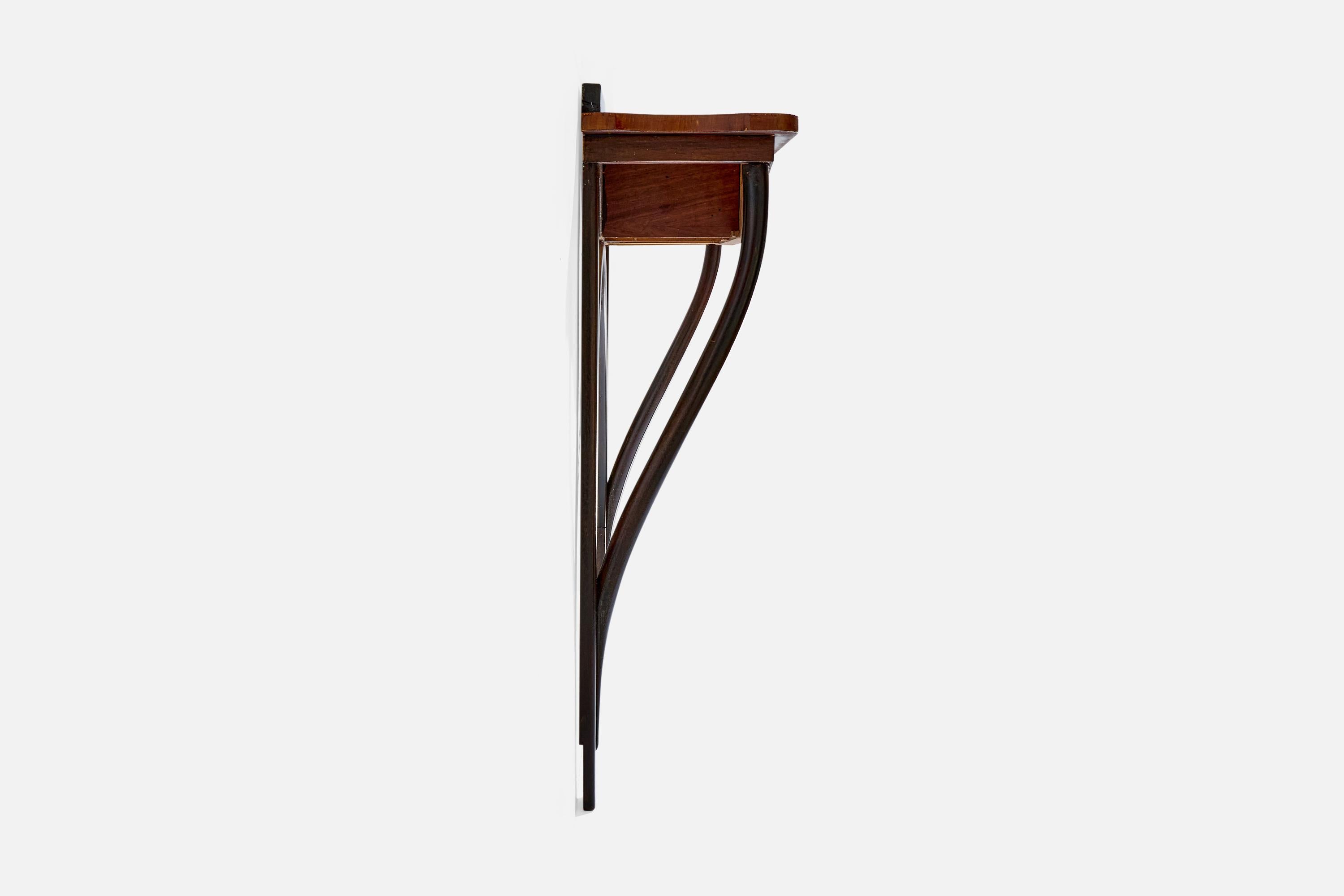 Italiano Tavolo consolle di design italiano, Wood, Ottone, Italia, anni '50 in vendita