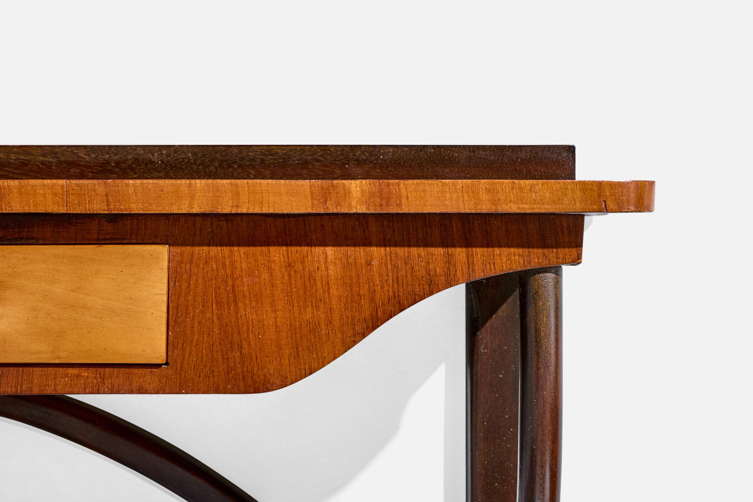 Tavolo consolle di design italiano, Wood, Ottone, Italia, anni '50 in vendita 1