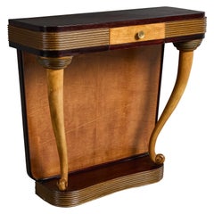Italian Designer, Console Table, Wood, Brass, Italy, 1950s