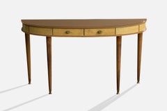 Tavolo consolle di design italiano, Wood, vetro, ottone, Italia, anni '1950