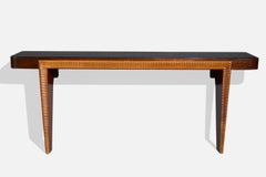 Italian Designer, Console Table, Wood, Glass, Italy, 1940s