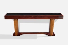 Italian Designer, Console Table, Wood, Glass, Italy, 1950s