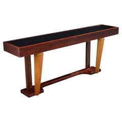 Italian Designer, Console Table, Wood, Glass, Italy, 1950s