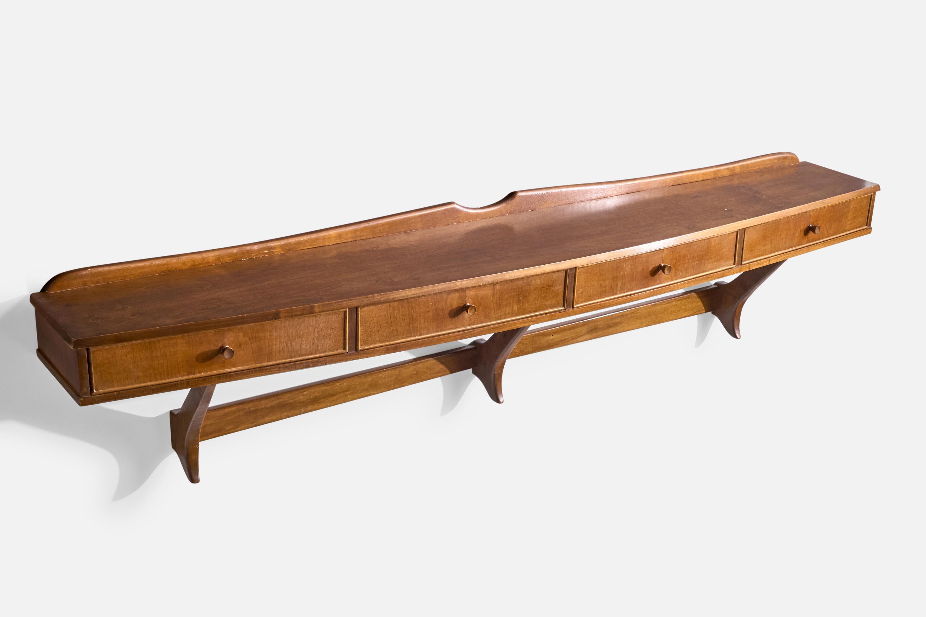 Diseñador italiano, Mesa consola, Madera, Italia, Años 1930 Italiano