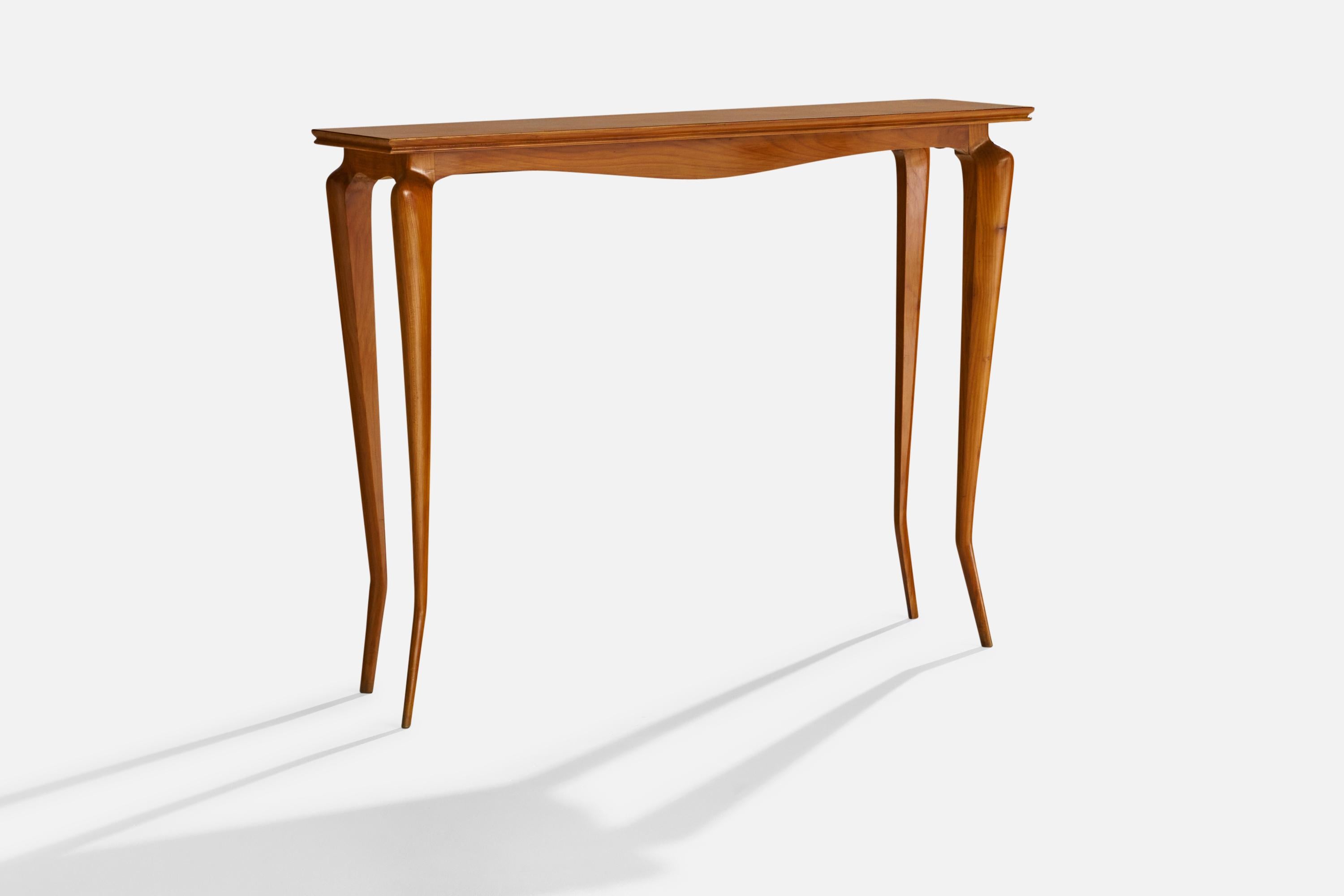 A wood console table designed and produced in Italy, c. 1960s.