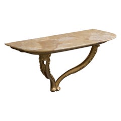 Italian Designer, Console Table, Wood, Marble, Italy, 1940s