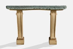Italian Designer, Console Table, Wood, Marble, Italy, 1950s