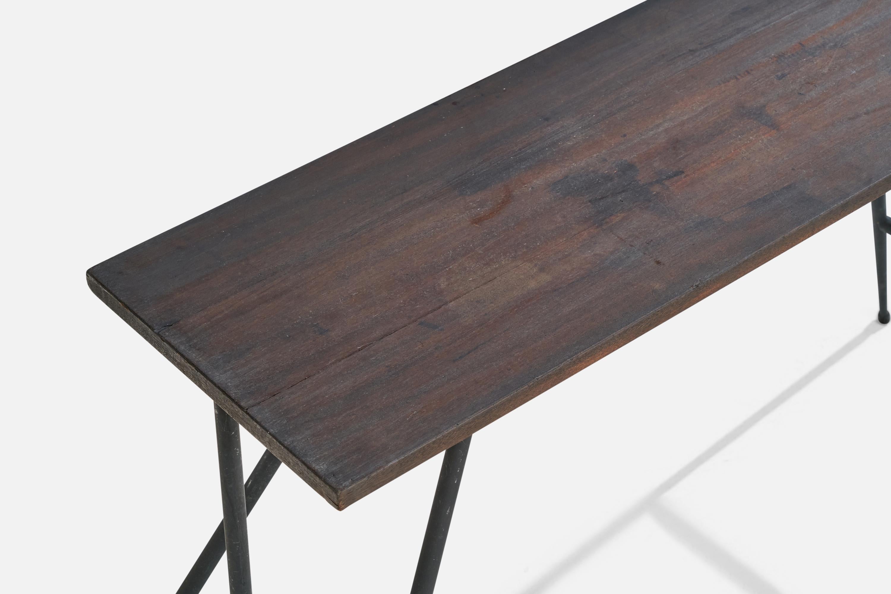 Italiano Tavolo consolle di design italiano, Wood, Metallo, Italia, anni '40 in vendita