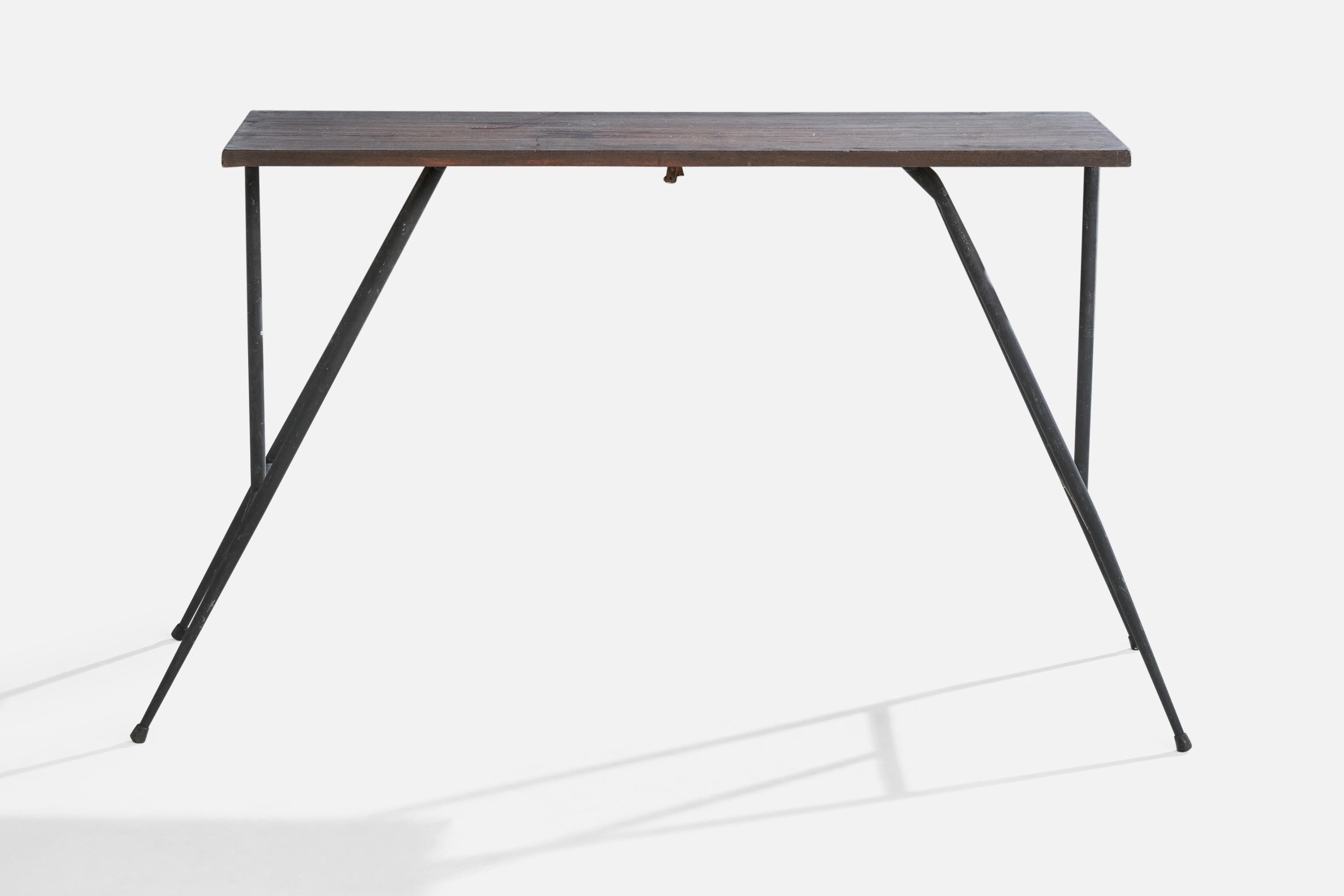 Tavolo consolle di design italiano, Wood, Metallo, Italia, anni '40 In condizioni buone in vendita a High Point, NC