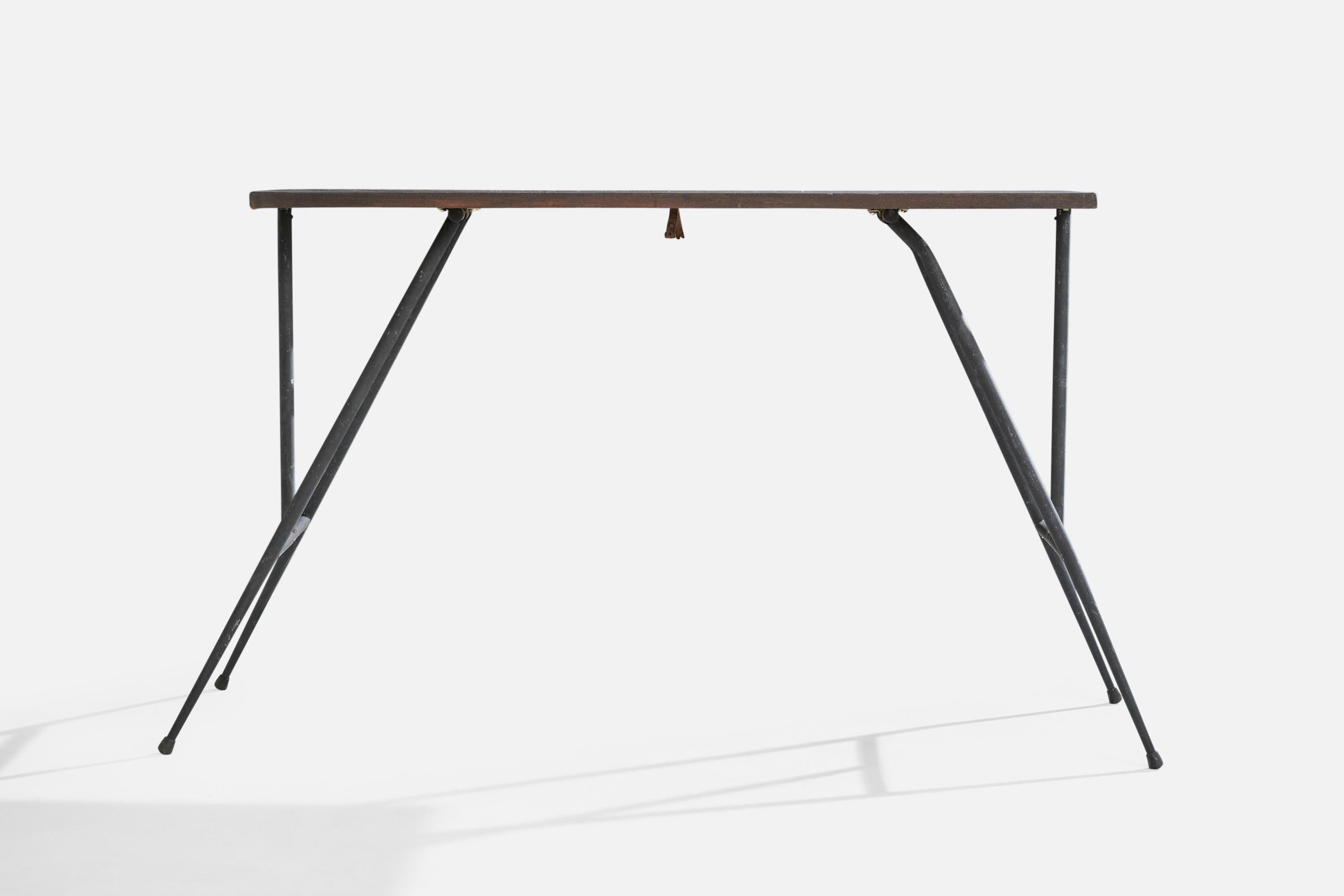 Metà XX secolo Tavolo consolle di design italiano, Wood, Metallo, Italia, anni '40 in vendita