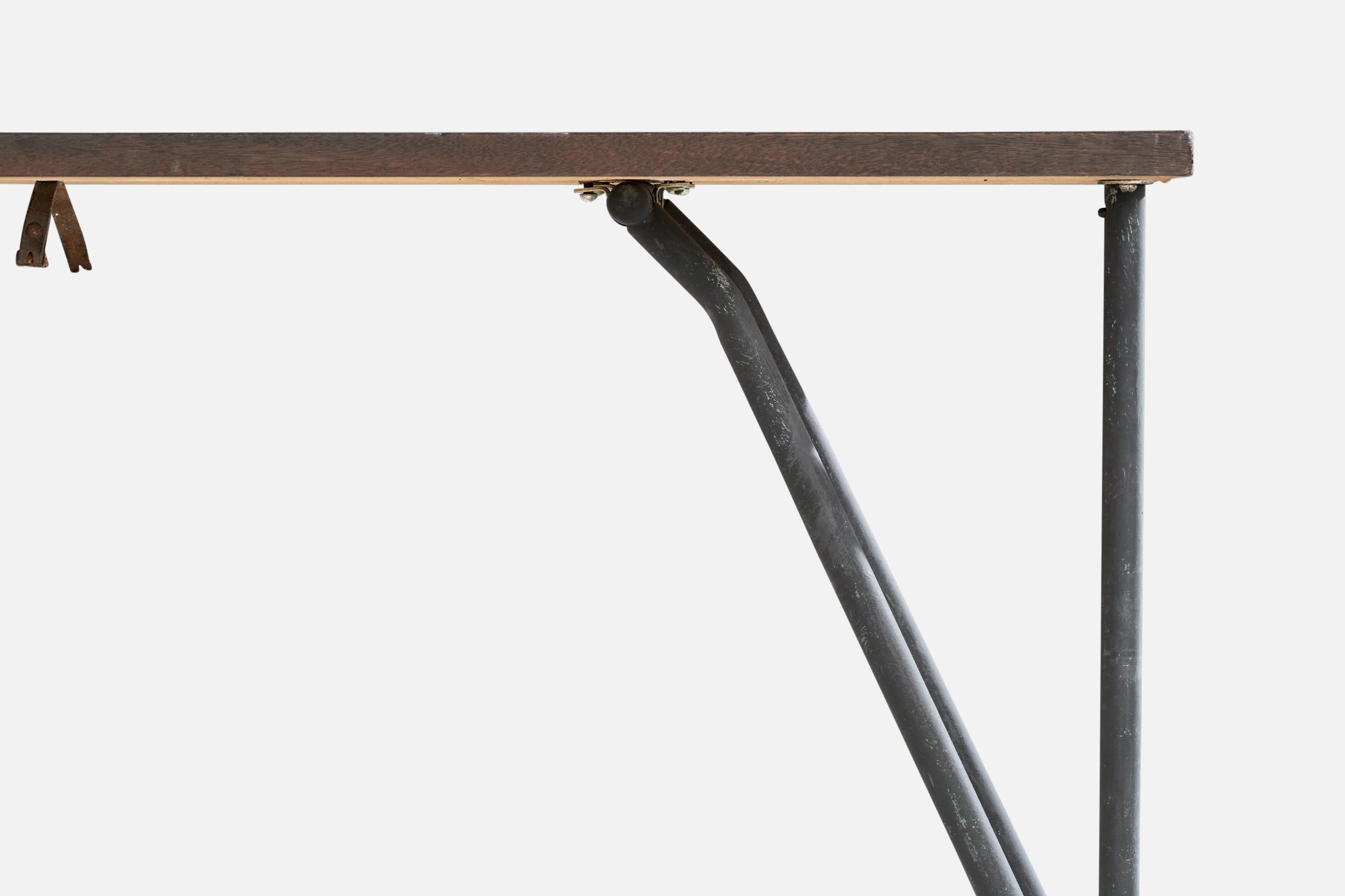 Tavolo consolle di design italiano, Wood, Metallo, Italia, anni '40 in vendita 1