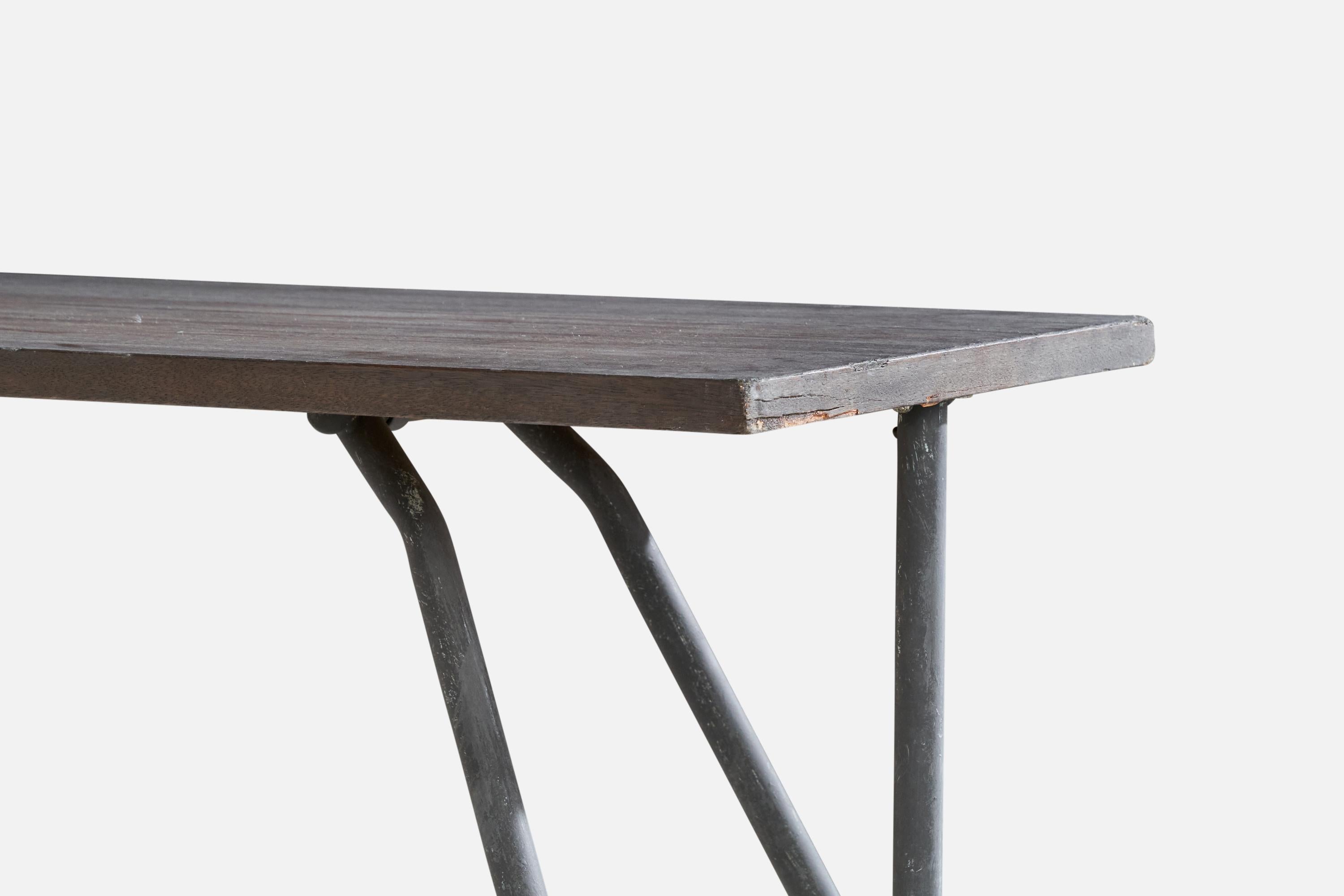 Tavolo consolle di design italiano, Wood, Metallo, Italia, anni '40 in vendita 3