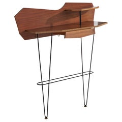 Italian Designer, Console, Walnut, Metal, Italy, 1950s