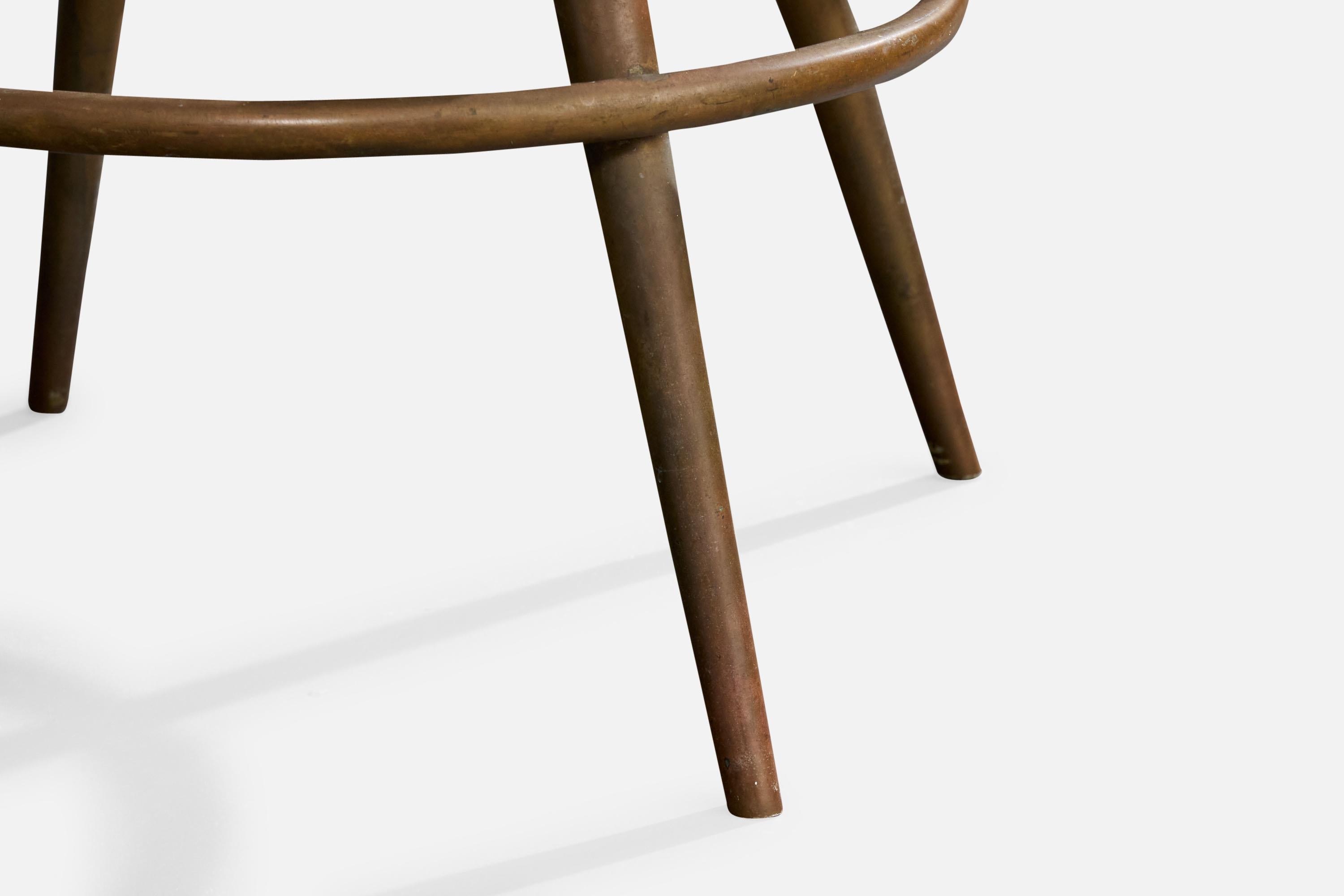 Italienischer Designer, Thekenhocker, Messing, Stoff, Italien, 1950er Jahre im Angebot 5