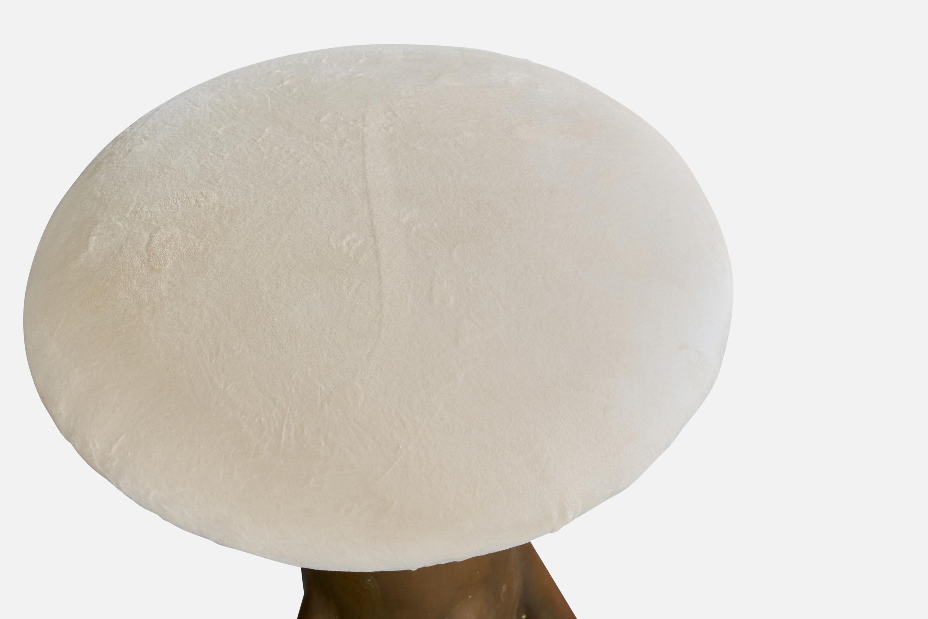 Italienischer Designer, Thekenhocker, Messing, Stoff, Italien, 1950er Jahre im Angebot 1