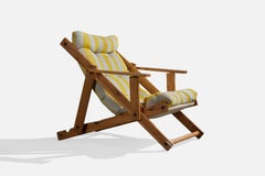 Italian Designer, Deck Chair, Pine, Fabric, Italy, 1980s