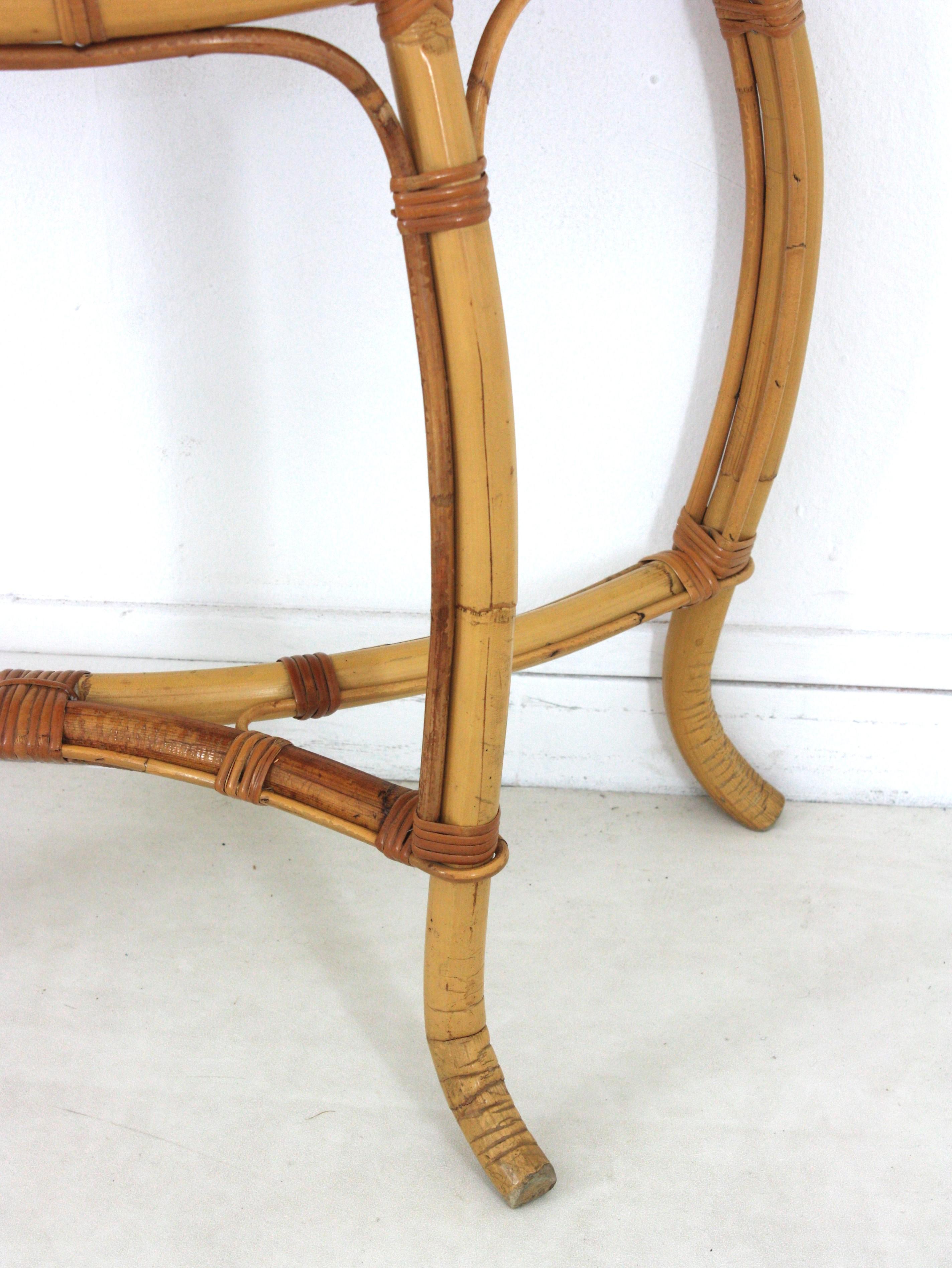 Italienische Designerin Demilune-Konsole aus Bambus und Rattan, 1960er-Jahre im Angebot 6
