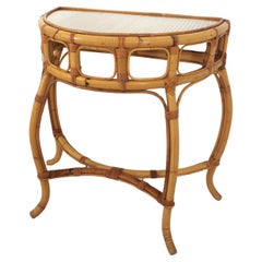 Italienische Designerin Demilune-Konsole aus Bambus und Rattan, 1960er-Jahre