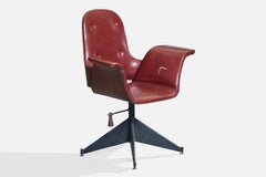 Italienischer Designer, Schreibtischstuhl, Metall, Vinyl, Italien, 1960er Jahre