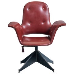 Italienischer Designer, Schreibtischstuhl, Metall, Vinyl, Italien, 1960er Jahre