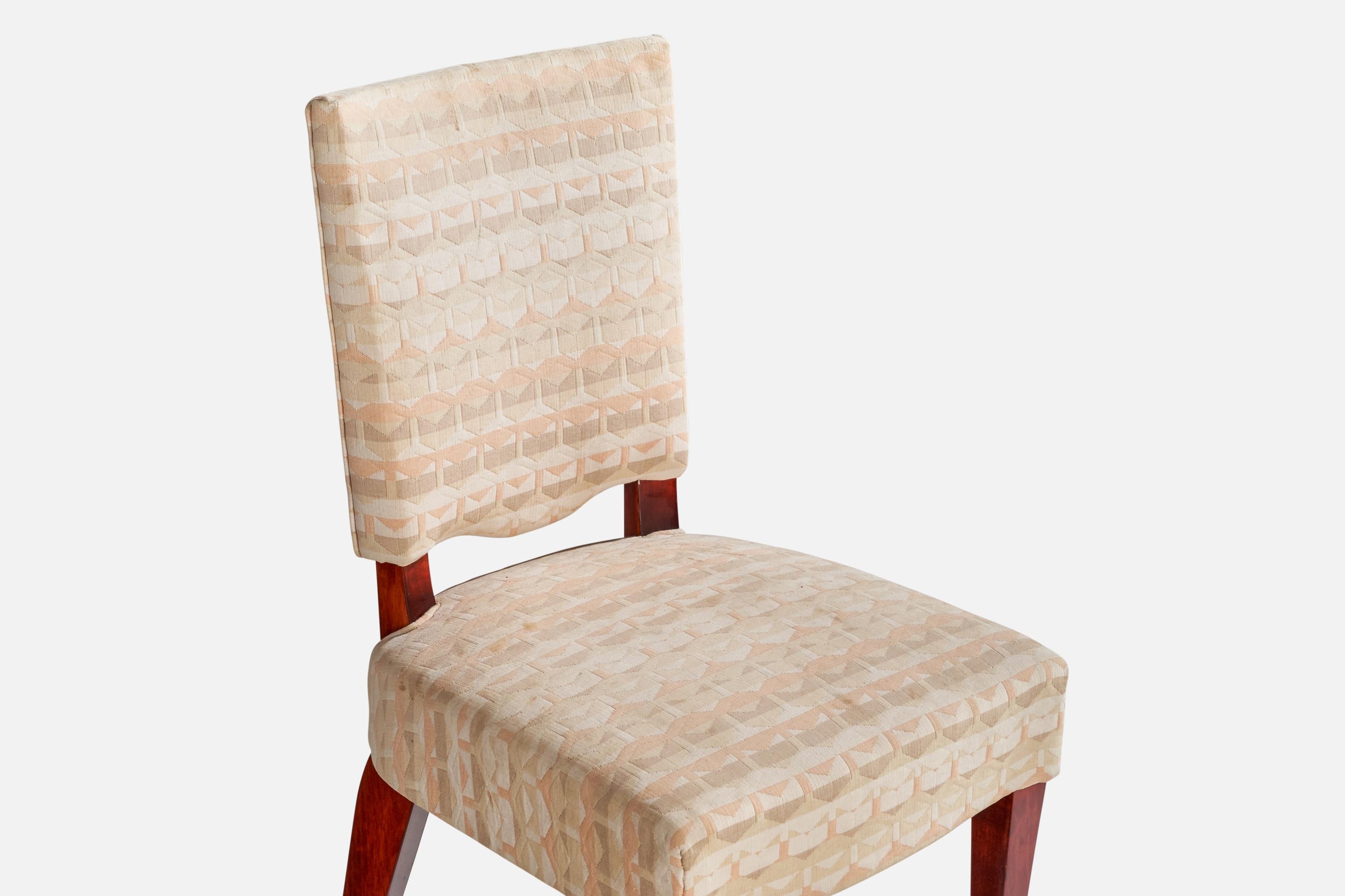 Italian Designer, Dining Chairs, Wood, Fabric, Italy, 1950s 7