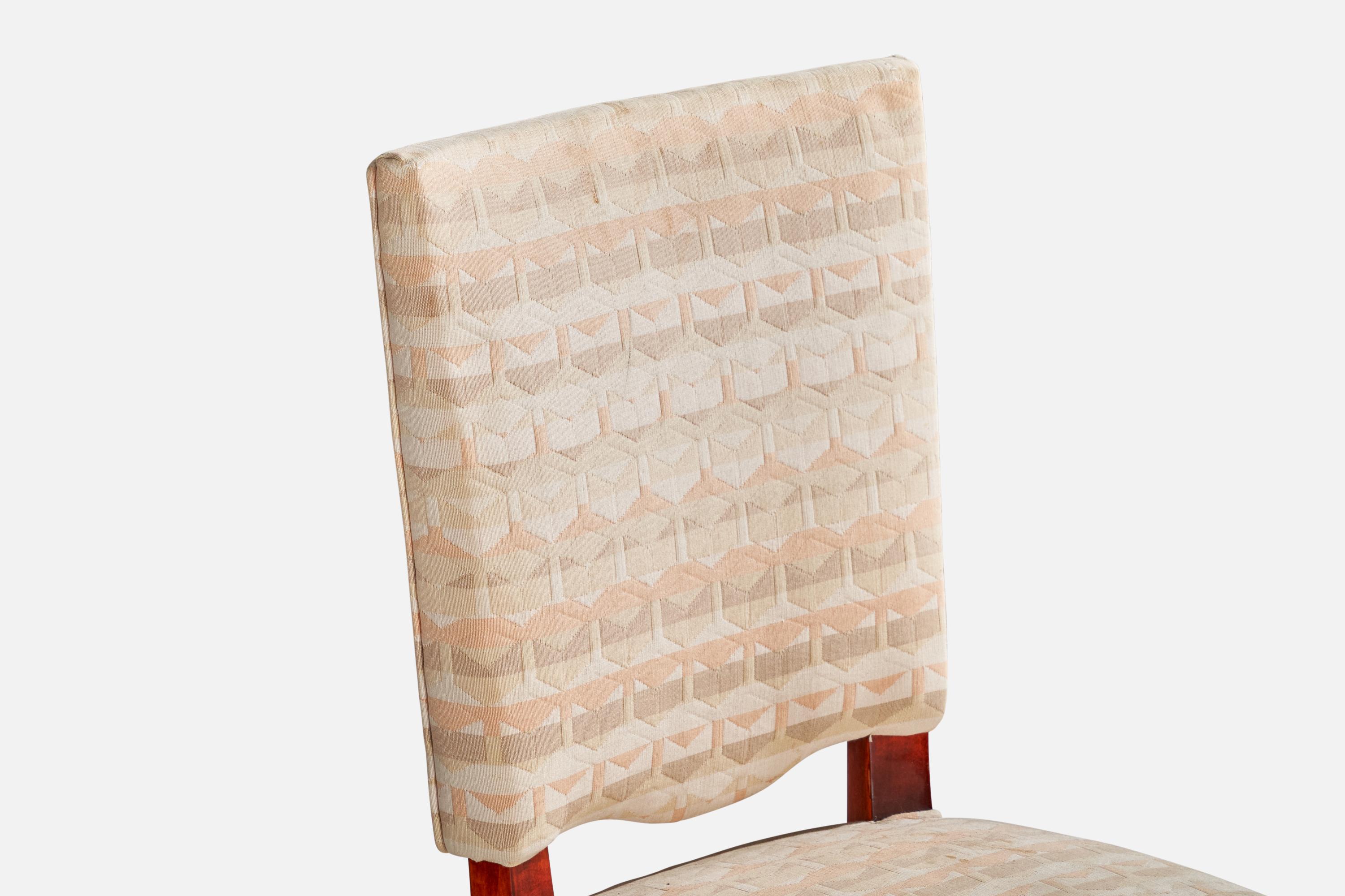 Italian Designer, Dining Chairs, Wood, Fabric, Italy, 1950s 8