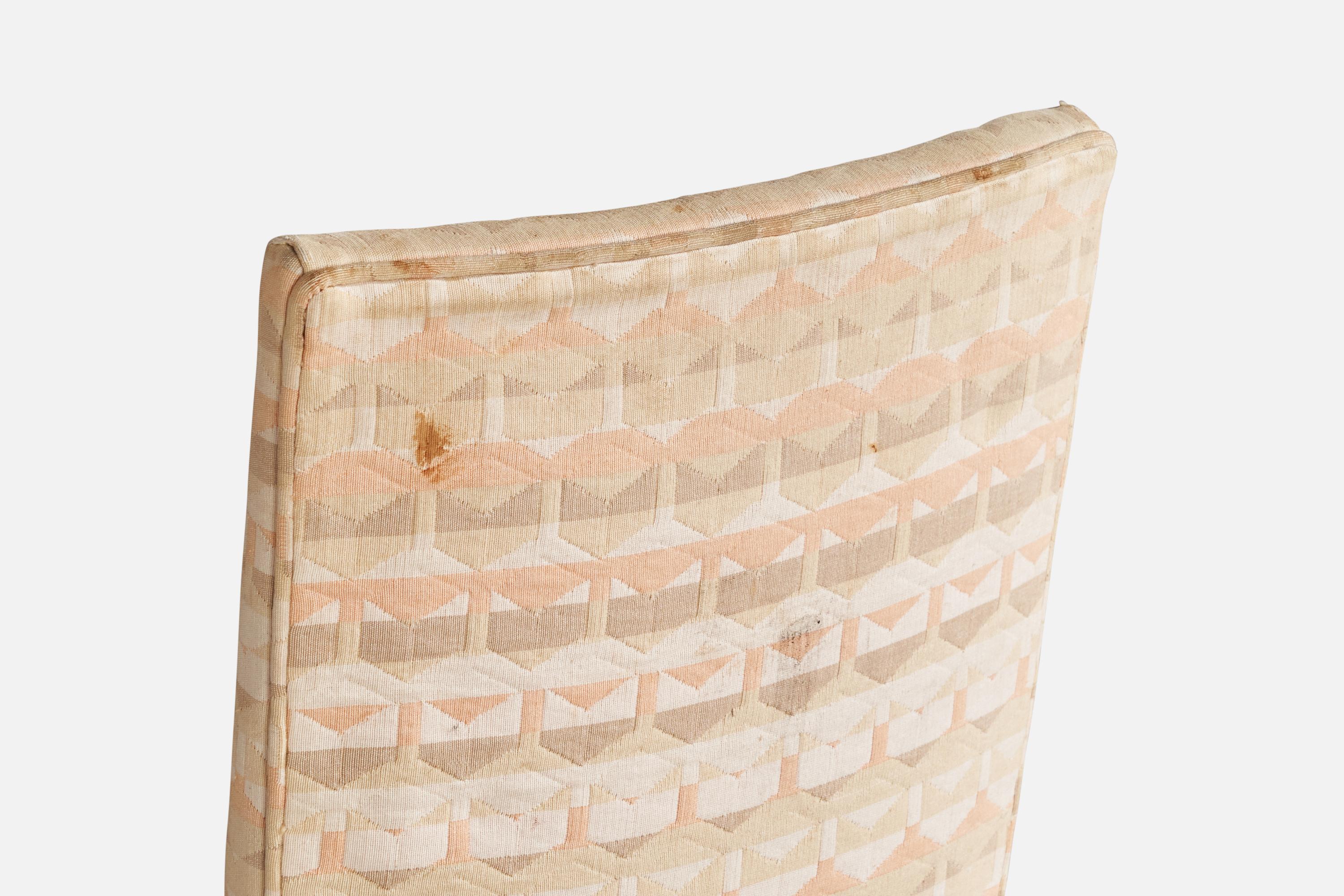 Italian Designer, Dining Chairs, Wood, Fabric, Italy, 1950s 9