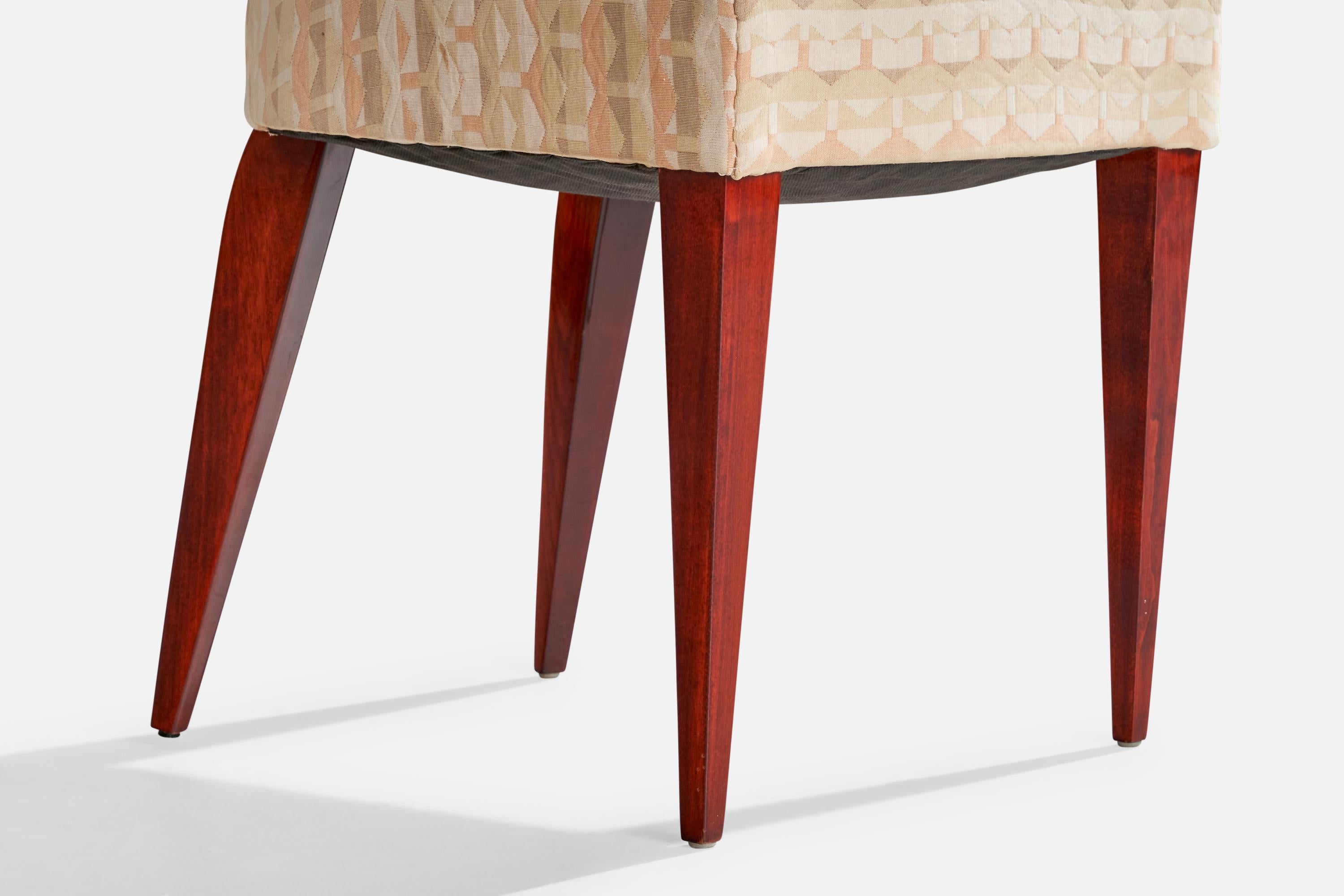 Mid-20th Century Italian Designer, Dining Chairs, Wood, Fabric, Italy, 1950s