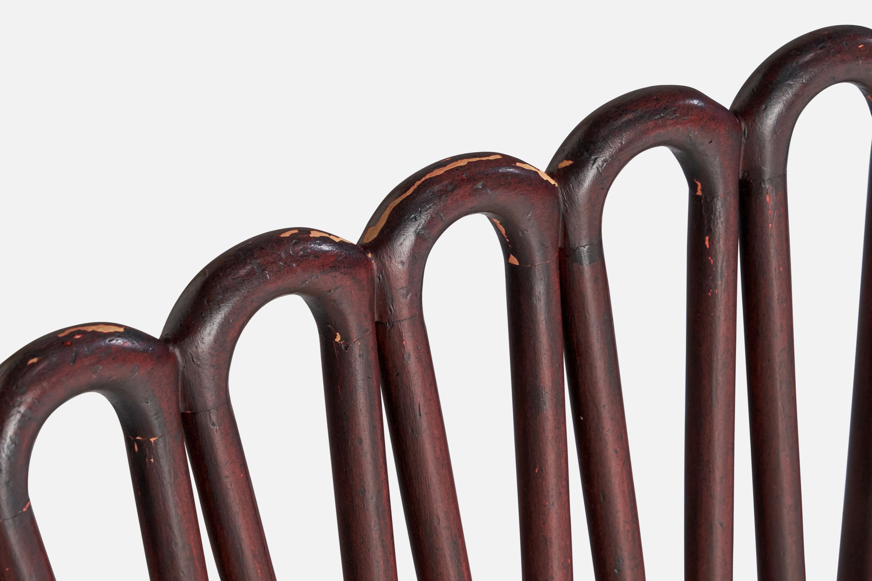 Italian Designer, Dining Chairs, Wood, Leather, Italy, 1950s 8