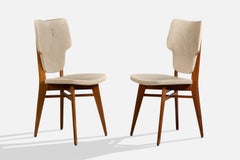 Italian Designer, Dining Room Chairs, Wood, Vinyl, Italy, 1950s