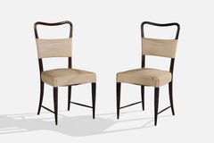Italian Designer, Dining Room Chairs, Wood, Vinyl, Italy, 1950s