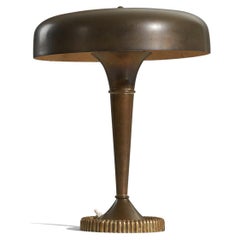 Italian Designer, Dome Shaped Table Lamp, Brass, Italy, 1940s