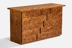 Designer italiano, Comò, Burlwood, Italia, anni '70