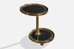 Italian Designer, End Table, Brass, Acrylic, Italy, 1960s