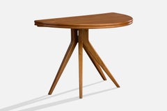 Italian Designer, Flip-Top Console Table, Wood, Italy, 1950s