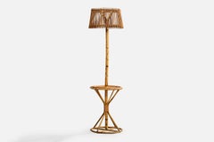 Italian Designer, Floor Lamp, Bamboo, Rattan, Italy, 1970s