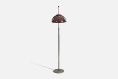 Designer italien, lampadaire, laiton, acrylique, teck, marbre, Italie, années 1950