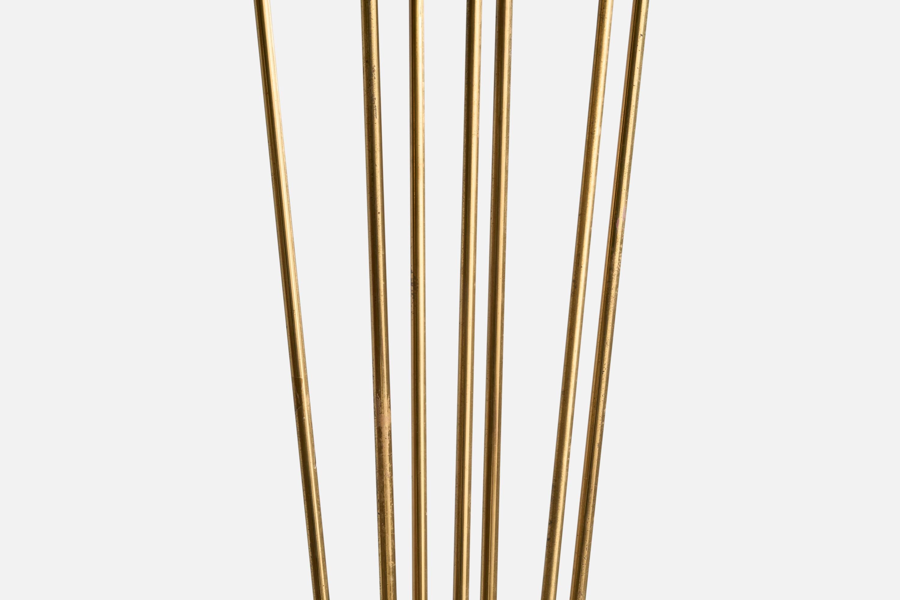 Italian Designer, Floor Lamp, Brass, Copper, Glass, Italy, 1950s For Sale 10