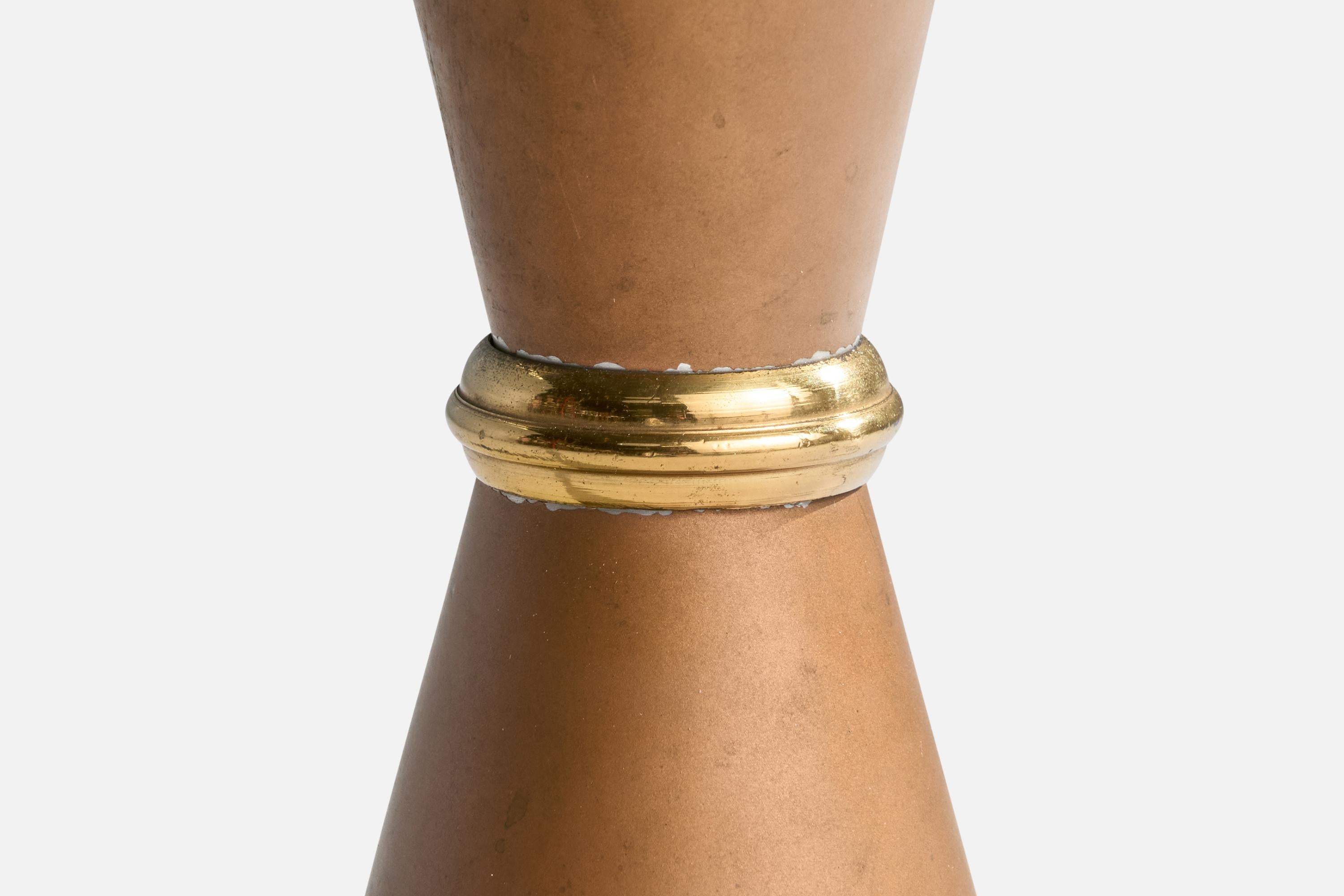 Italian Designer, Floor Lamp, Brass, Copper, Glass, Italy, 1950s For Sale 3