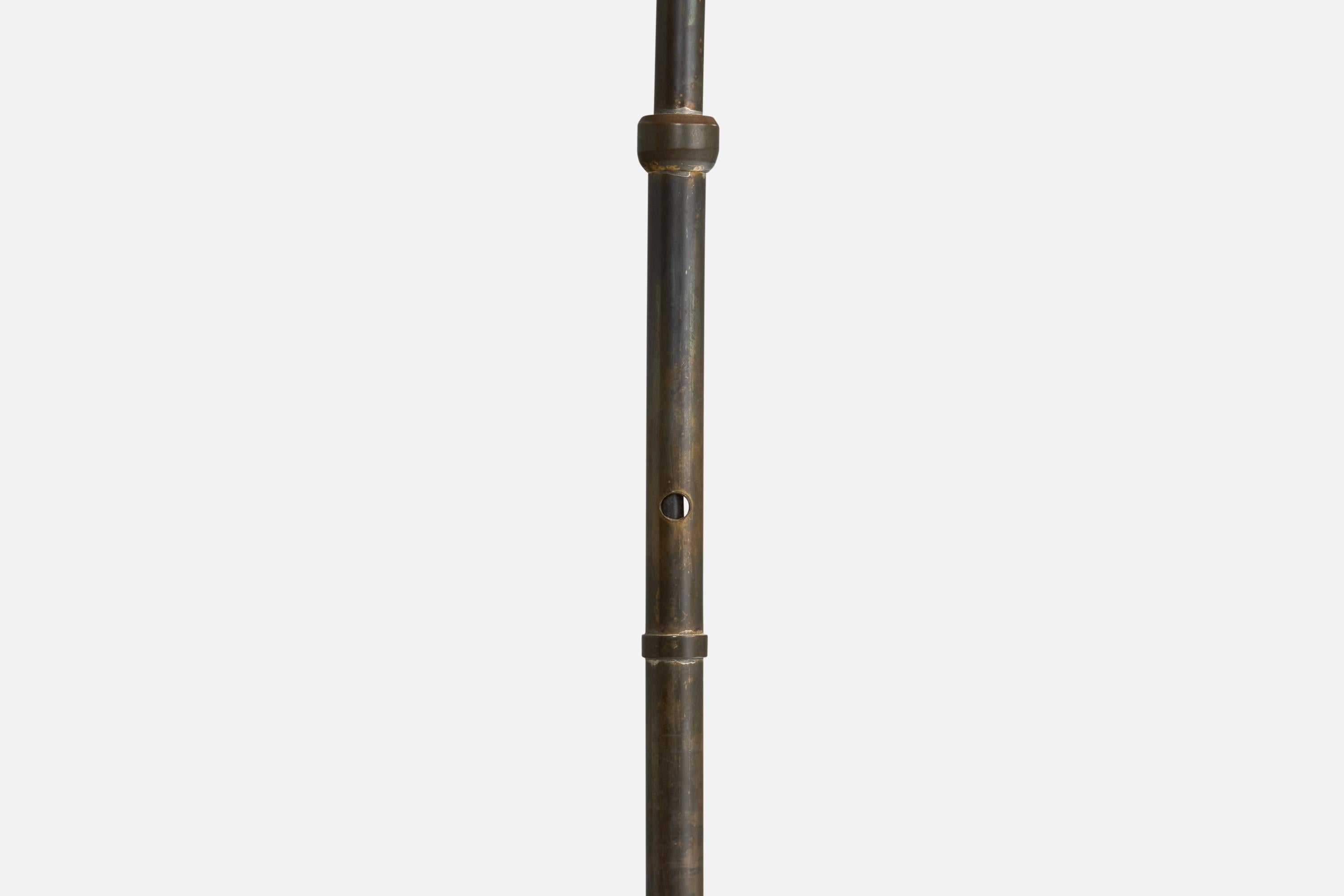 Italian Designer, Floor Lamp, Brass, Fabric, Italy, 1940s For Sale 6