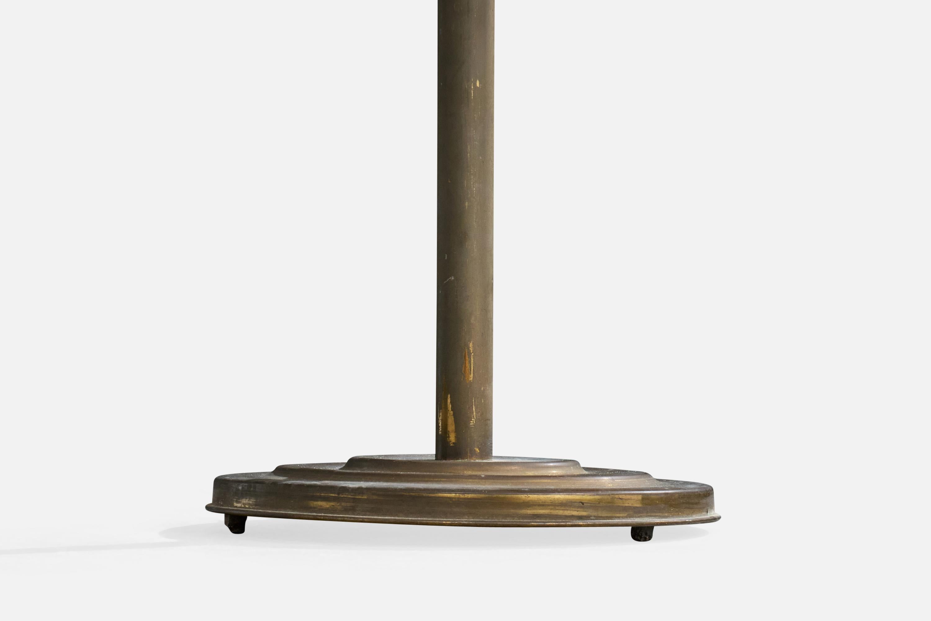 Lampada da terra di design italiano, ottone, tessuto, Italia, anni '40 in vendita 3