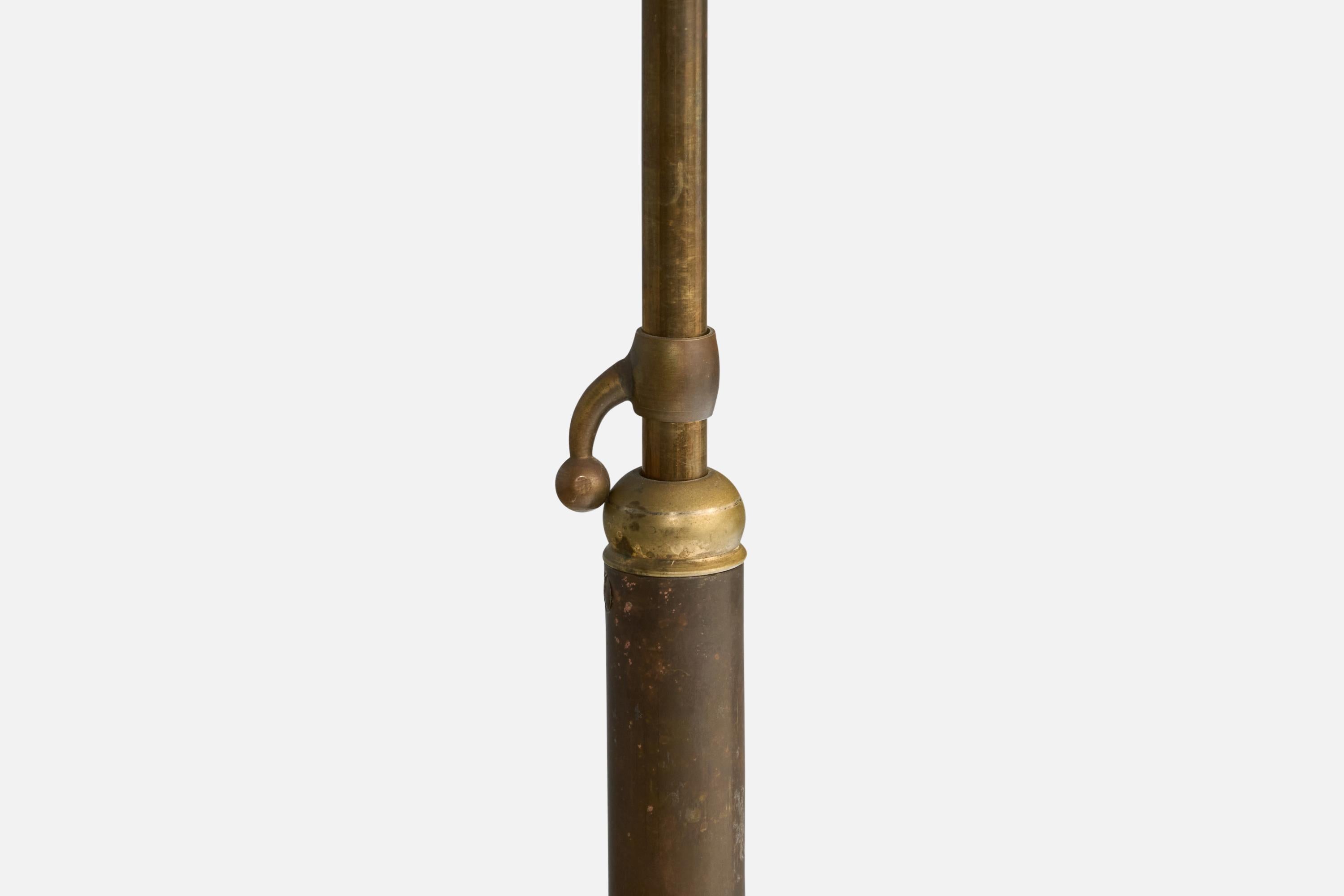 Italian Designer, Floor Lamp, Brass, Fabric, Italy, 1940s For Sale 7